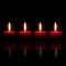 Four red candles, black background