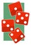 Four Red Dice Showing Thirteen Over Green Panel