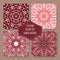 Four red ethnic eastern style seamless patterns.