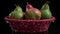 Four Red And Green Pears In A Pink Bowl: A Goerz Hypergon 65mm F8 Still Life