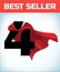 Four in red hero cape. Super cloak. Super power. Power concept. Leadership sign. Superhero symbol