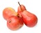 Four red pears isolated on white. Bright colours. Design element for print and web.