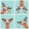 Four Reindeers Christmas Baubles Winter Forest Snow Turquoise