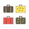 Four retro suitcases for travel and business trips.