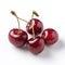 four ripe cherries stacked on top of each other