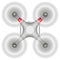 With four rotating screws. Quadcopter top view. Quadrocopter isolated on a white background.