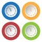 Four round color icons, last minute clock