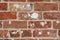 Four rows of weathered Four rows of weathered red bricks in wallred bricks in wall