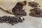 Four samples pure Arabica coffee beans of various origins