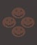 four scary orange pumpkin faces that laugh, on a dark background, the concept of autumn atmosphere, fun and halloween