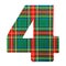 FOUR - Scottish style fabric texture Number Symbol Character on White Background
