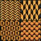 Four Seamless abstract geomatric pixel Halloween patterns