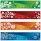 Four seasonal banners with flowers and snowflakes