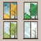 Four seasons: autumn, winter, spring-summer. Vector illustration of seasons. Windows with natural landscapes.