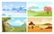 Four seasons backgrounds. summer winter autumn spring nature landscape with trees leaves grass and snow mountain. vector