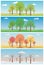 Four seasons landscapes vector illustrations set