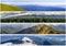 Four seasons mountains collage, several images of beautiful mountain landscapes at different time of the year, autumn, winter, sp