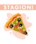 Four Seasons Pizza Slice Flat Vector Illustration