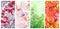 Four seasons of year. Set of vertical nature banners with winter, spring, summer and autumn scenes