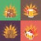 Four Sets of Beer Composition Vector Illustration