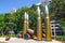 Four seven-meter tall bullets` Yininmadyemi - Thou didst let fall ` is a sculptural artwork by Indigenous Australian.