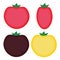 Four simple cartoon tomatoes