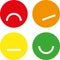 Four simple and flat classification emojis for rating.