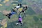 Four skydivers in freefall