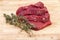 Four Slice Beef Tenderloin with a twig Thyme