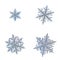 Four snowflakes isolated on white background