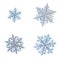 Four snowflakes isolated on white background