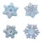 Four snowflakes isolated on white background