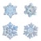 Four snowflakes isolated on white background