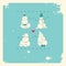 Four snowman. Vintage Christmas card.