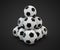 Four soccer balls faced pyramid on white