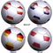 Four soccer-balls with flags