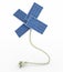 Four solar panels like a flower over energy cable