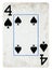 Four of Spades Vintage playing card - isolated on white