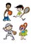 Four sport kids character