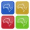Four square color icons, jumping fish, dolphin