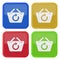 Four square color icons, shopping basket refresh