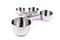 Four stainless steel measuring cups clipped together