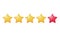 Four star 3d cute illustration for success experience rank rating review reputation feedback