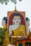 Four statues of sitting Buddhas. Pagoda Kyaikpun Buddha. Bago, Myanmar. Burma.