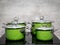 Four stewpots on induction cooker