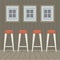 Four Stool Chairs Under Three Windows Vintage Style