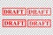 Four style red rubber stamp effect, draft at transparent effect background