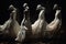 Four swans in long white dresses stand , concept of Gracefulness, created with Generative AI technology