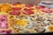 Four taste pizza with pepperoni cheese mushrooms and becon