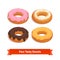 Four tasty flavoured donuts with glazing